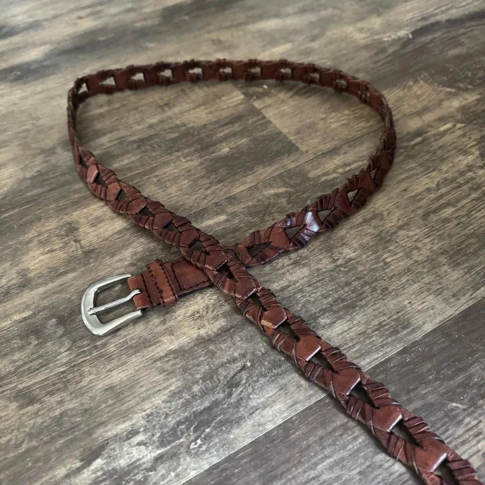 Capezio Women's Woven Leather Belt in Brown
